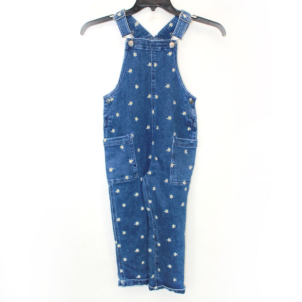 Hanna Andersson Kids Girl 90's Style Denim Jumpsuit Straps Pocket Chamomile 6-7Y